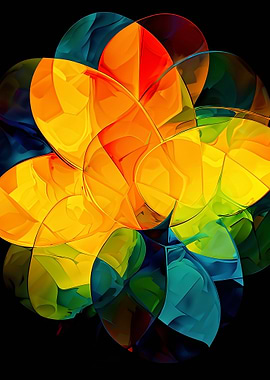 Abstract Colorful Flower on Black Background