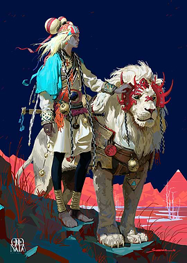 Vaelora and the Horned White Lion