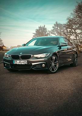 Sleek Gray BMW on Asphalt Road
