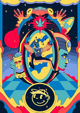 Psychedelic Cartoon Character Collage