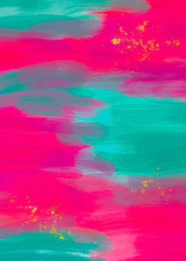 Abstract Pink and Teal Brushstrokes