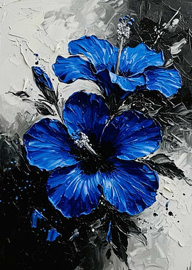 Blue Hibiscus Flowers Painting