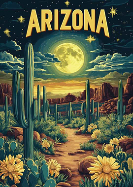 Arizona Desert Landscape with Cacti