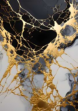 Abstract Gold Veins on Marble Texture