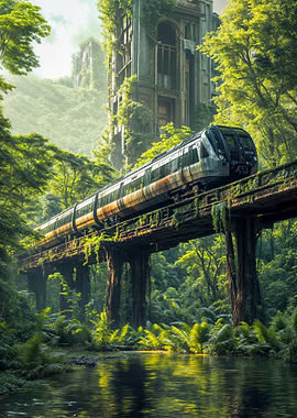 Train Through Overgrown Ruins