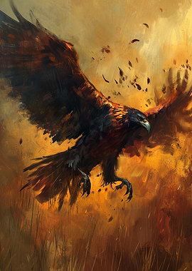Eagle in Flight Painting