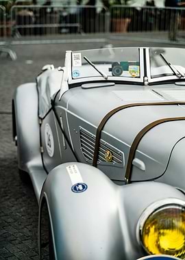 Vintage Silver Car Close-Up
