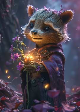 Rocket Raccoon with Flowers