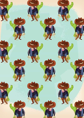 Cowboy and Cactus Pattern
