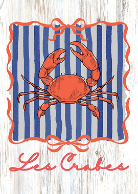 Les Crabes Nautical Crab Art Coquette Frame