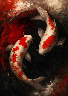 Two Koi Fish in Yin Yang