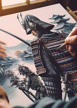 Samurai Drawing in Progress