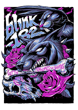 Blink-182 with Vandals and Sharks Artwork