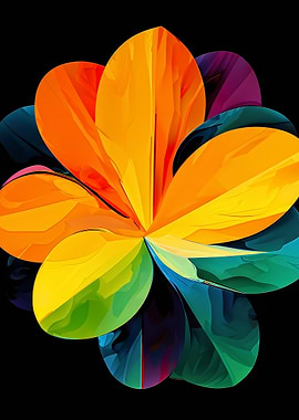 Abstract Colorful Flower on Black Background