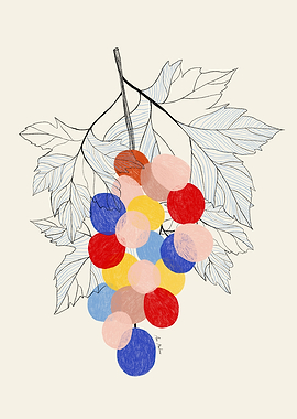 Colorful Grape Cluster Illustration