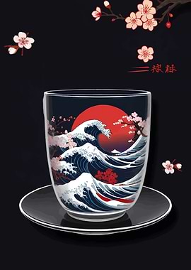 Japanese Wave Art in a Glass