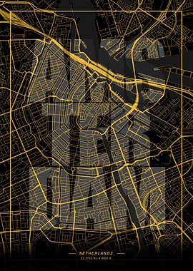 Amsterdam City Map Art