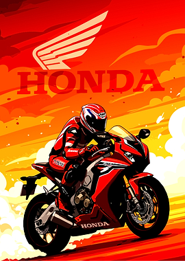 Honda Motorcycle Rider Art