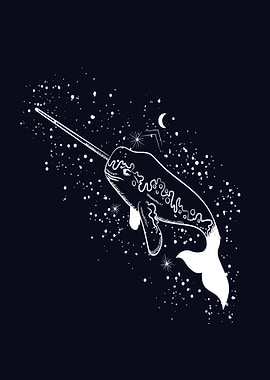 Celestial Narwhal in Starry Night