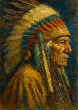 Native American Chief Portrait Painting
