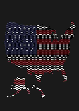USA Map American Flag Dot Pattern