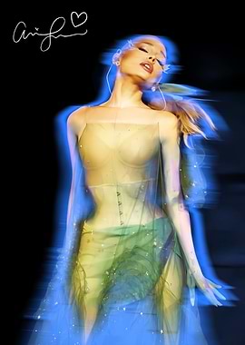 Ariana Grande in ethereal blue glow