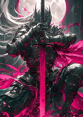 Dark Knight with Pink Sword