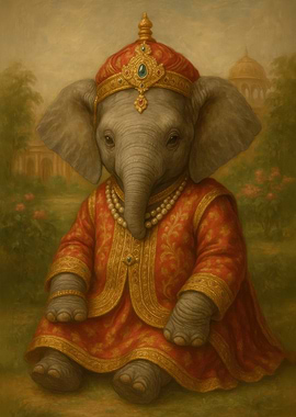 Royal Elephant Portrait - Adorable Baby Elephant King