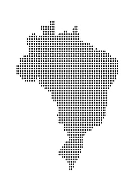 Brazil Map Dotted Black and White