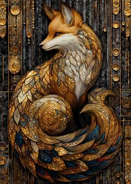 Stained Glass Art Deco Fox