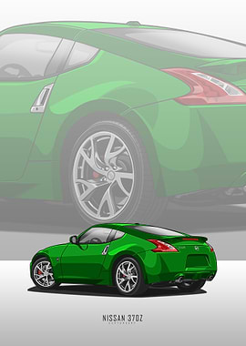 Green Nissan 370Z Car Illustration