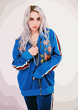 Billie Eilish in Blue Jacket