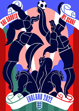 England 2022 Women's Soccer Illustration