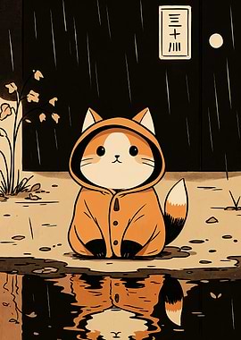 Cute Cat in Raincoat