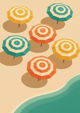 Beach Umbrellas Tropical Mid Century