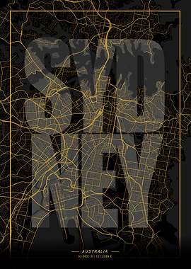 Sydney City Map Art