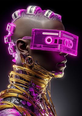 Cyberpunk Cassette Tape Visor Portrait
