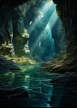 Sunlit Cave River