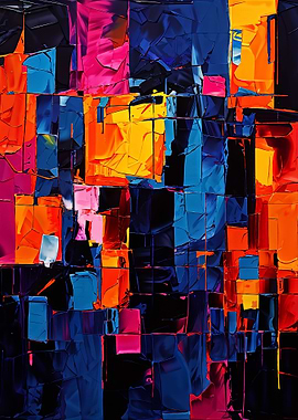 Abstract Colorful Block Painting