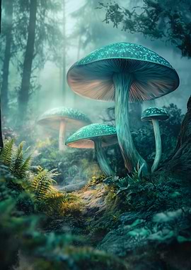 Enchanted Forest with Glowing Mushrooms