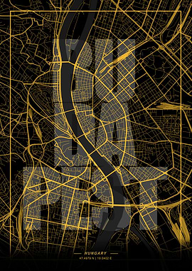 Budapest City Map Art