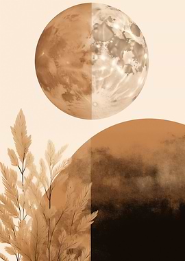 Abstract Moon Plant Art