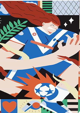 Dynamic Soccer Illustration with Player and Ball