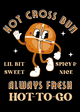 Hot Cross Bun Cartoon Illustration