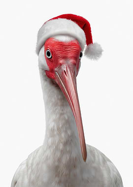 Ibis Bird Wearing Santa Hat