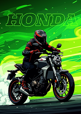 Honda Motorcycle Rider Illustration