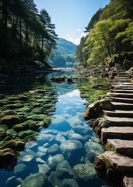 Clear River Through Forest Landscape