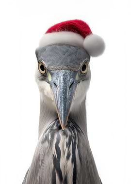 Heron with Santa Hat