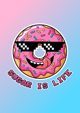 Cool Donut with Sugar is life