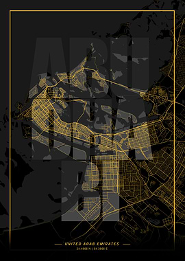 Abu Dhabi City Map Art